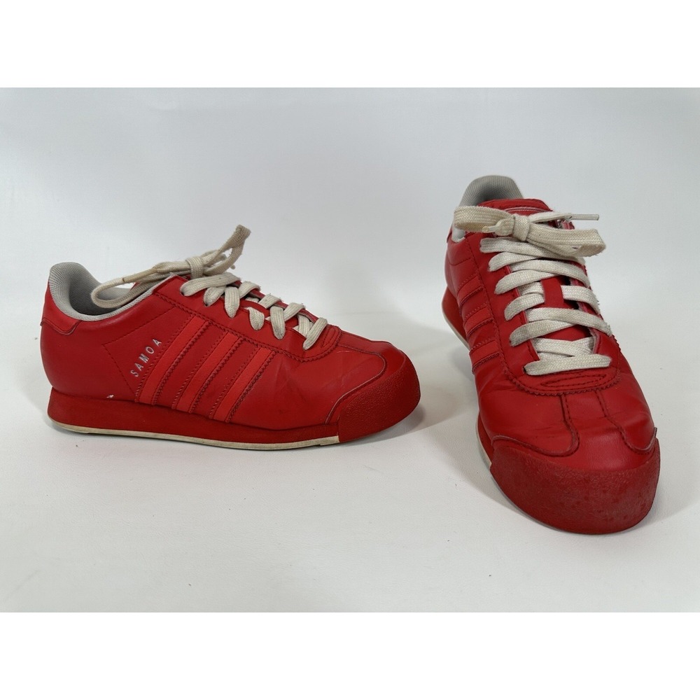 Adidas Samoa Leather‎ Boys Size 5Y Red Athletic Casual Shoes Sneakers D74122